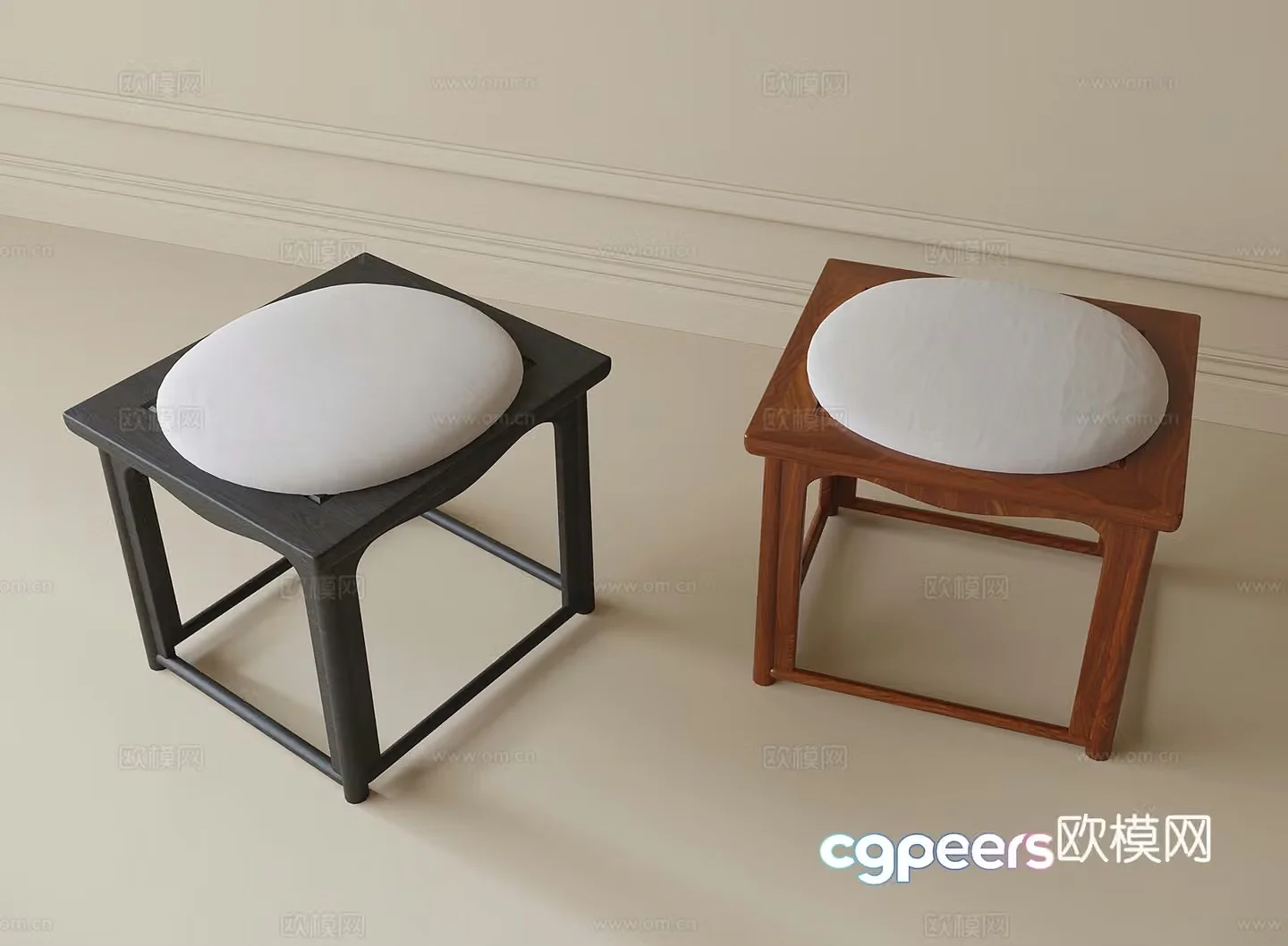 Middle -aged wind stool changing shoe stool wooden stool 3D model