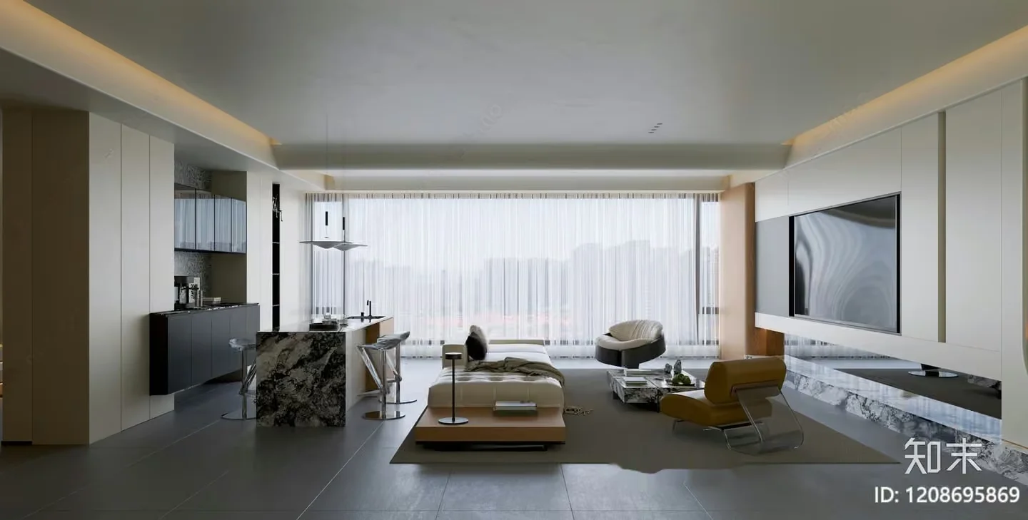 Modern Living Room 3D Model – 217 – VRAY Render