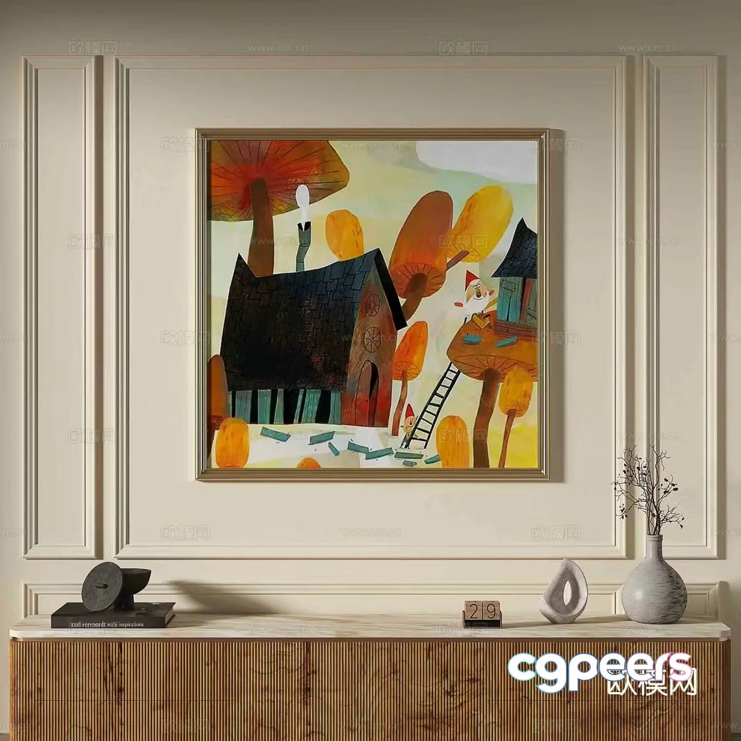 French abstract painting decorative painting 3d model