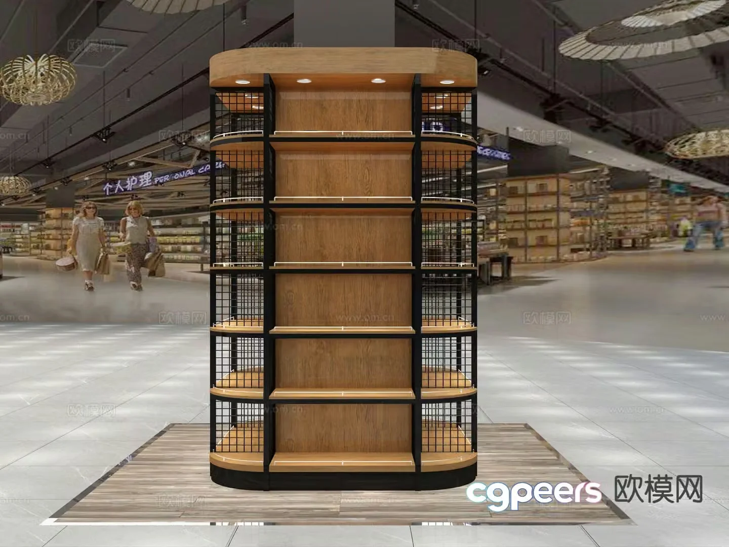 Modern shopping mall shelves supermarket shelves 3d model