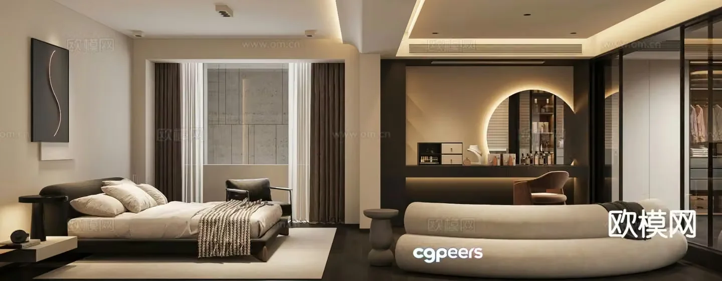 Modern bedroom master bedroom 3d model