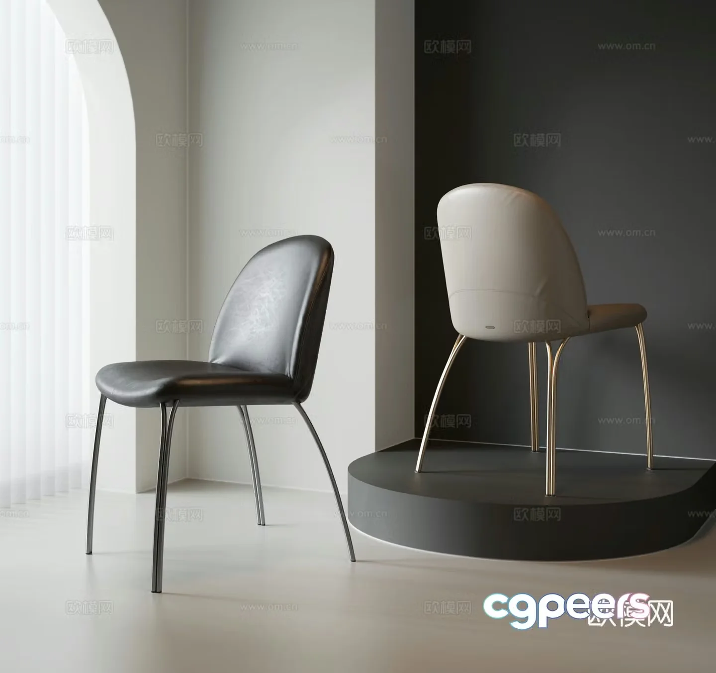 Italian light luxury dining chair leather chair book chair modern Italian dining chair Cattelan3d model