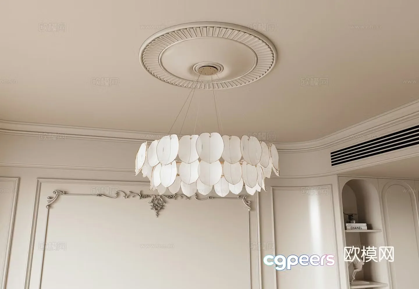French Creamy Chandelier 3d Model