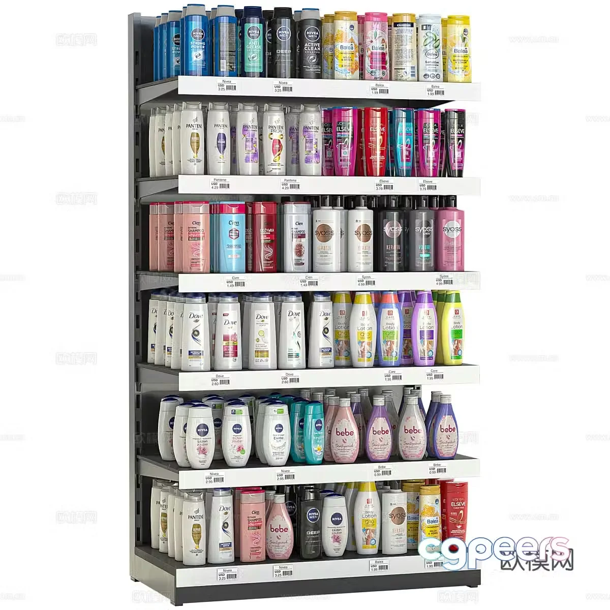 Beverage shelves Supermarket shelves Retail industry 3D model