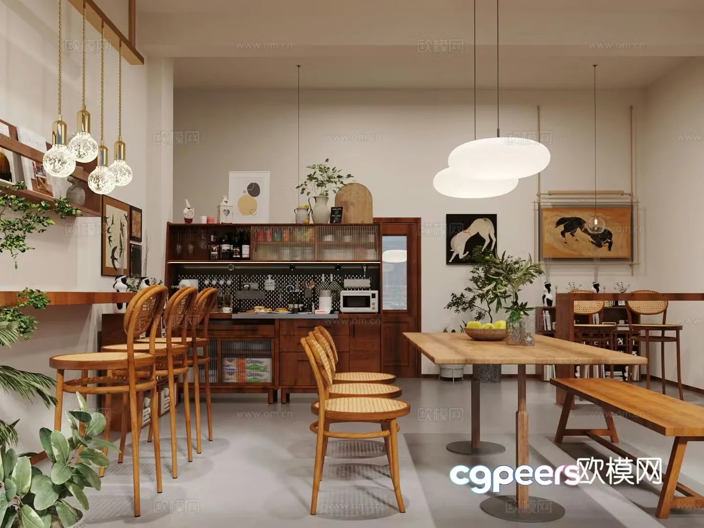 Middle style coffee shop cafe 3d model