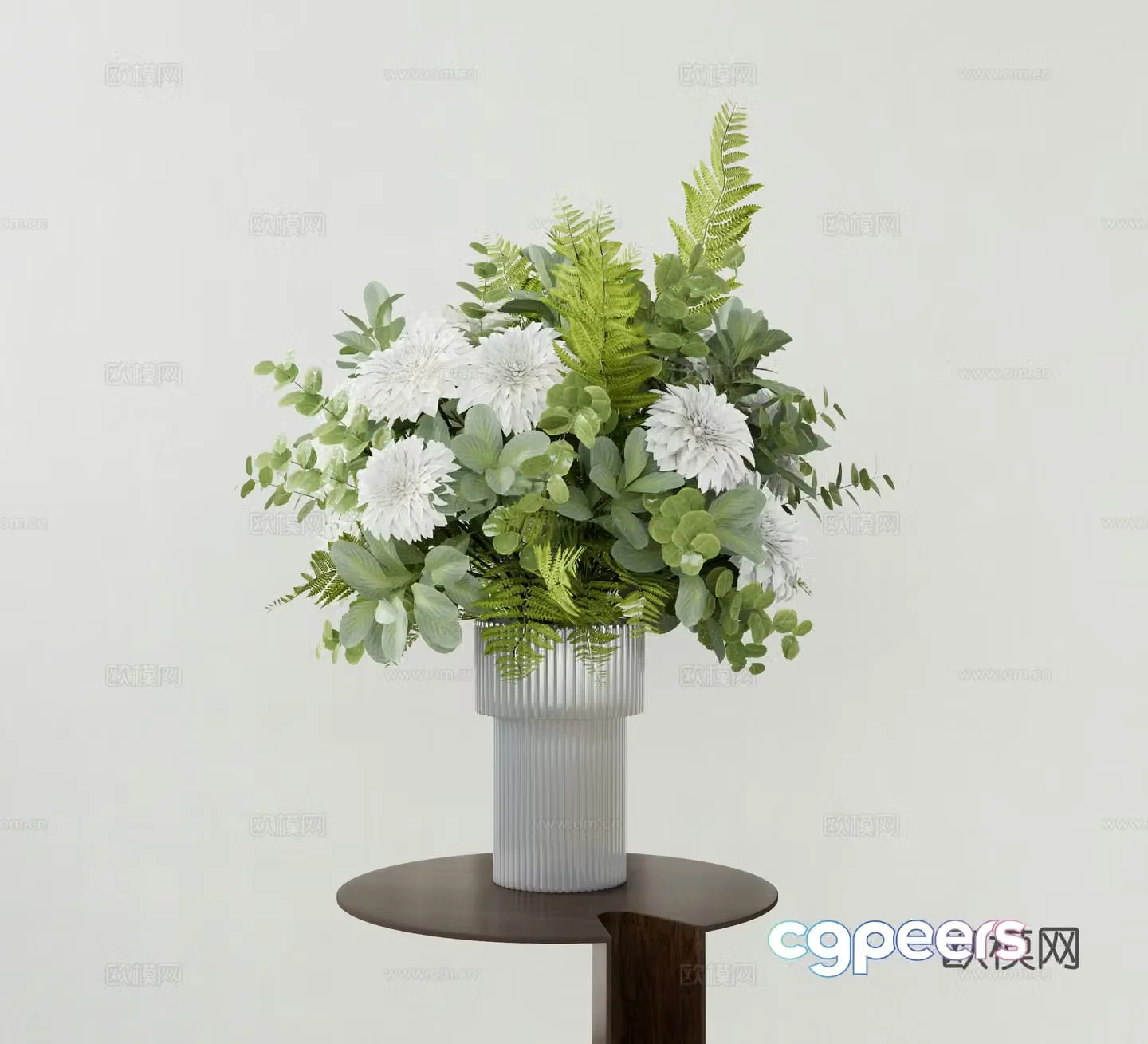 Modern green plant flower art vase 3d model
