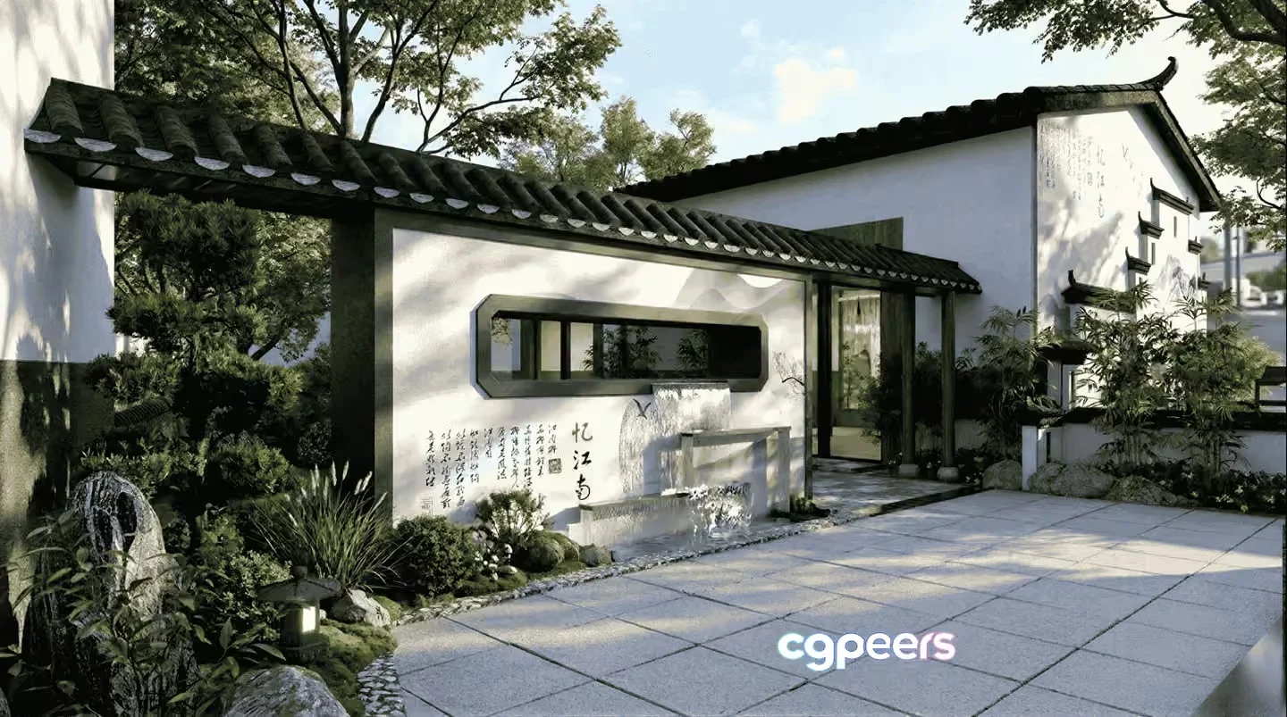 A Traditional Chinese-Style Building 3D Model – 15882 – VRAY Render