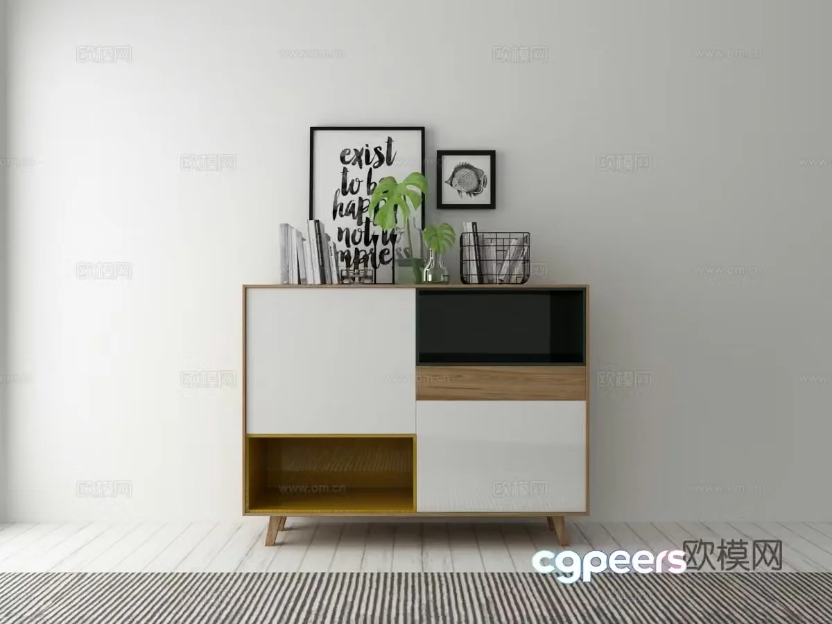 Modern simple decorative cabinet ornament 3d model