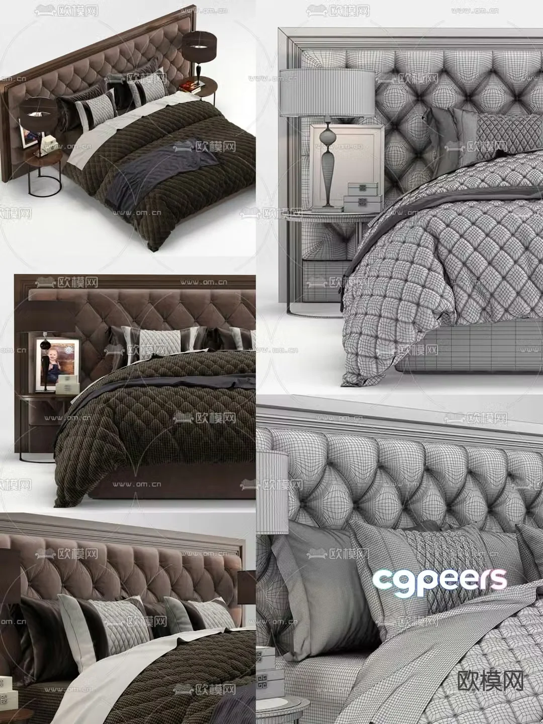 Modern double bed 3d model