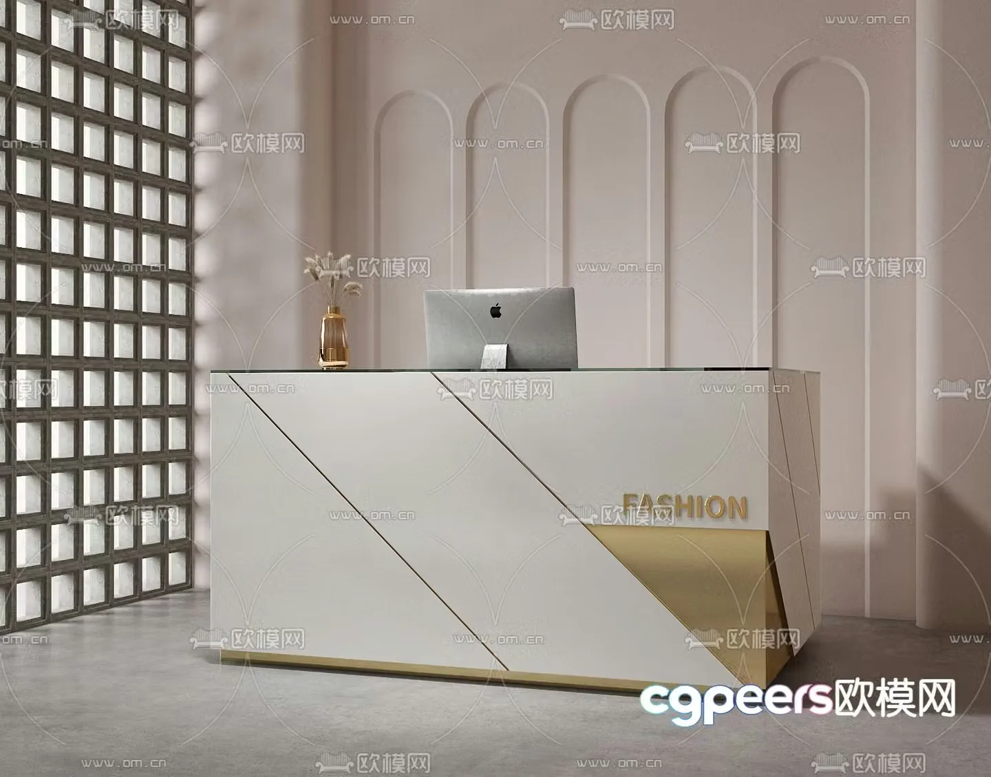 Front desk reception desk cashier 3d model