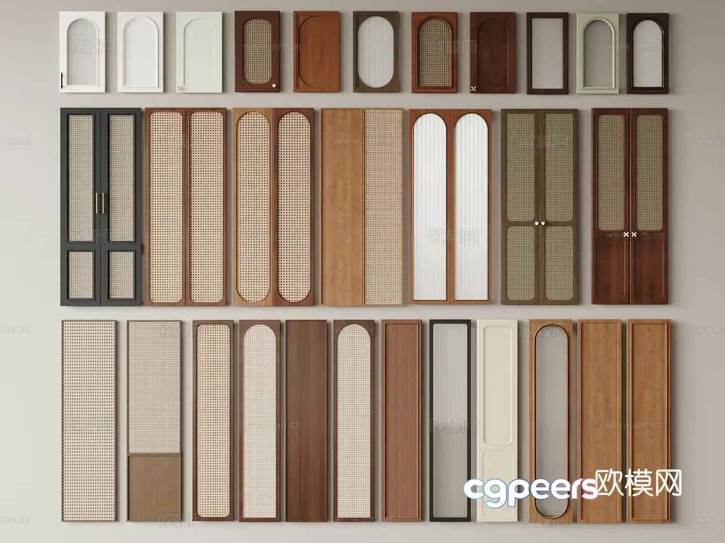 Medieval style cabinet door door panel rattan cabinet door 3d model