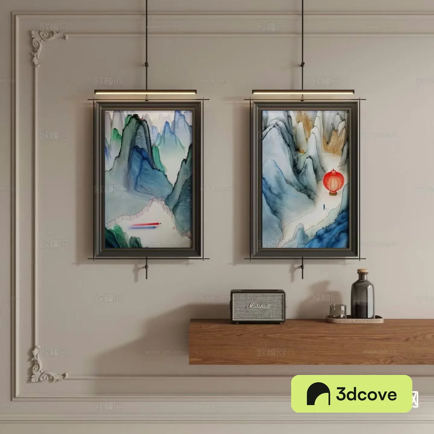 Medieval style hanging painting decorative painting metal rod hanging painting