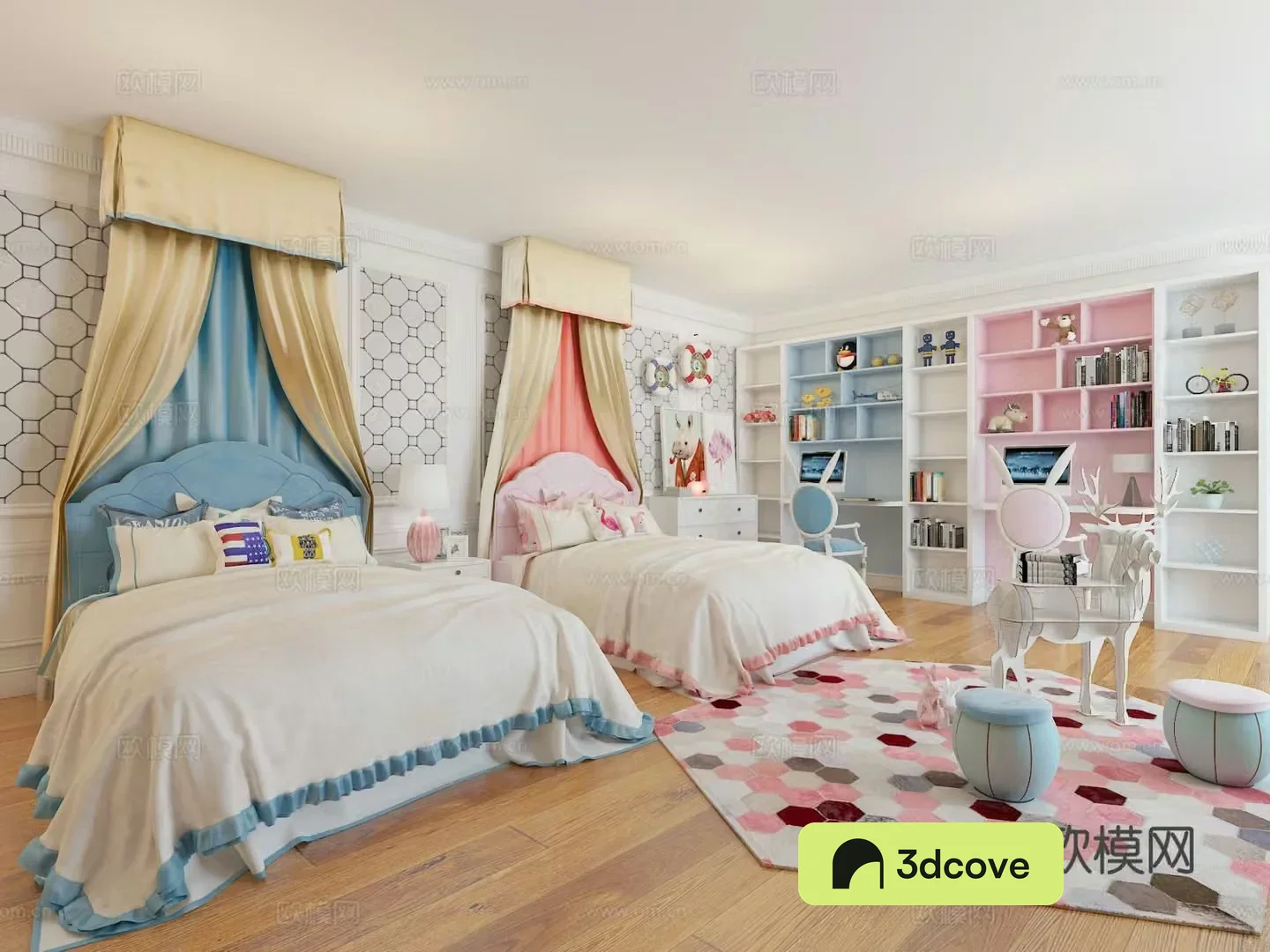 European style children’s room 3D model of children’s room