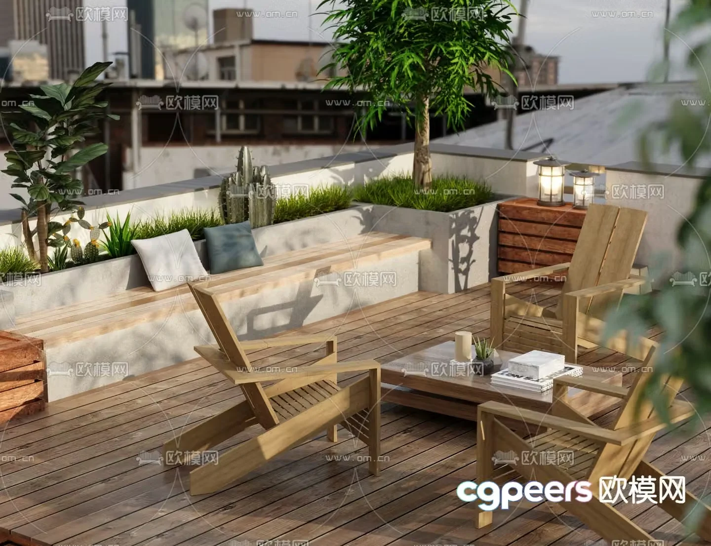 Rooftop garden leisure chair 3d model