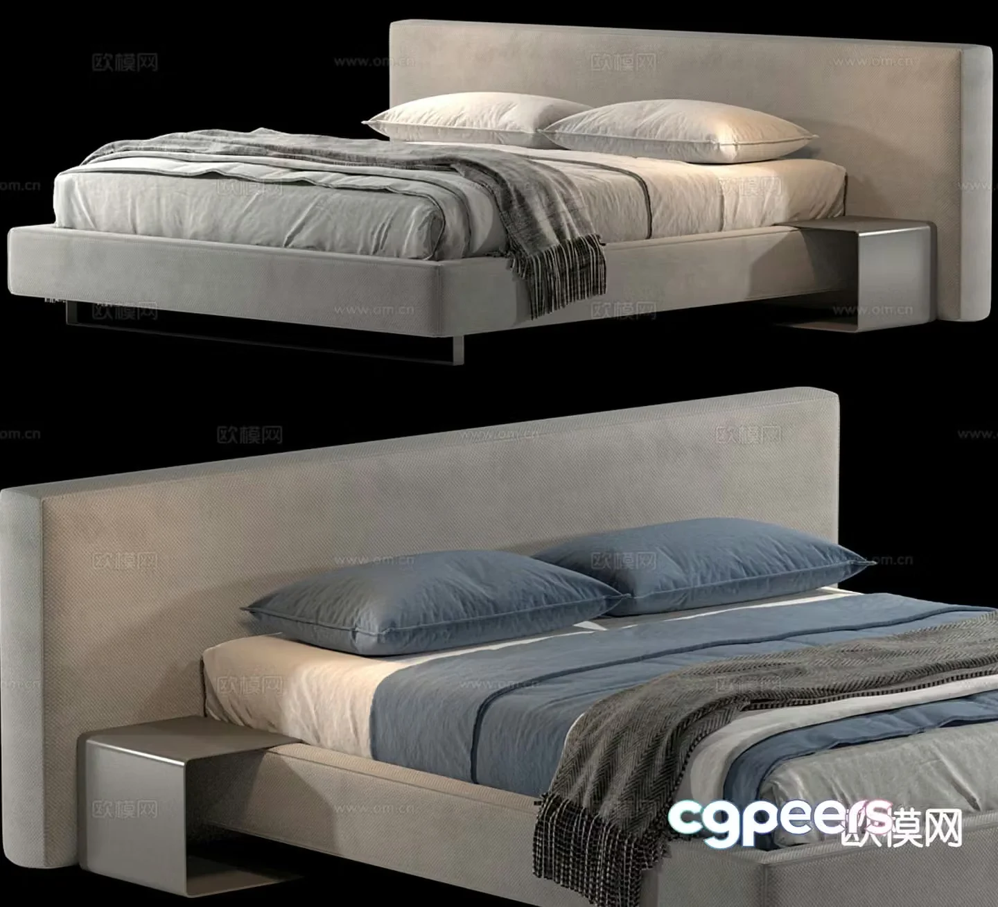 Modern double bed 3d model