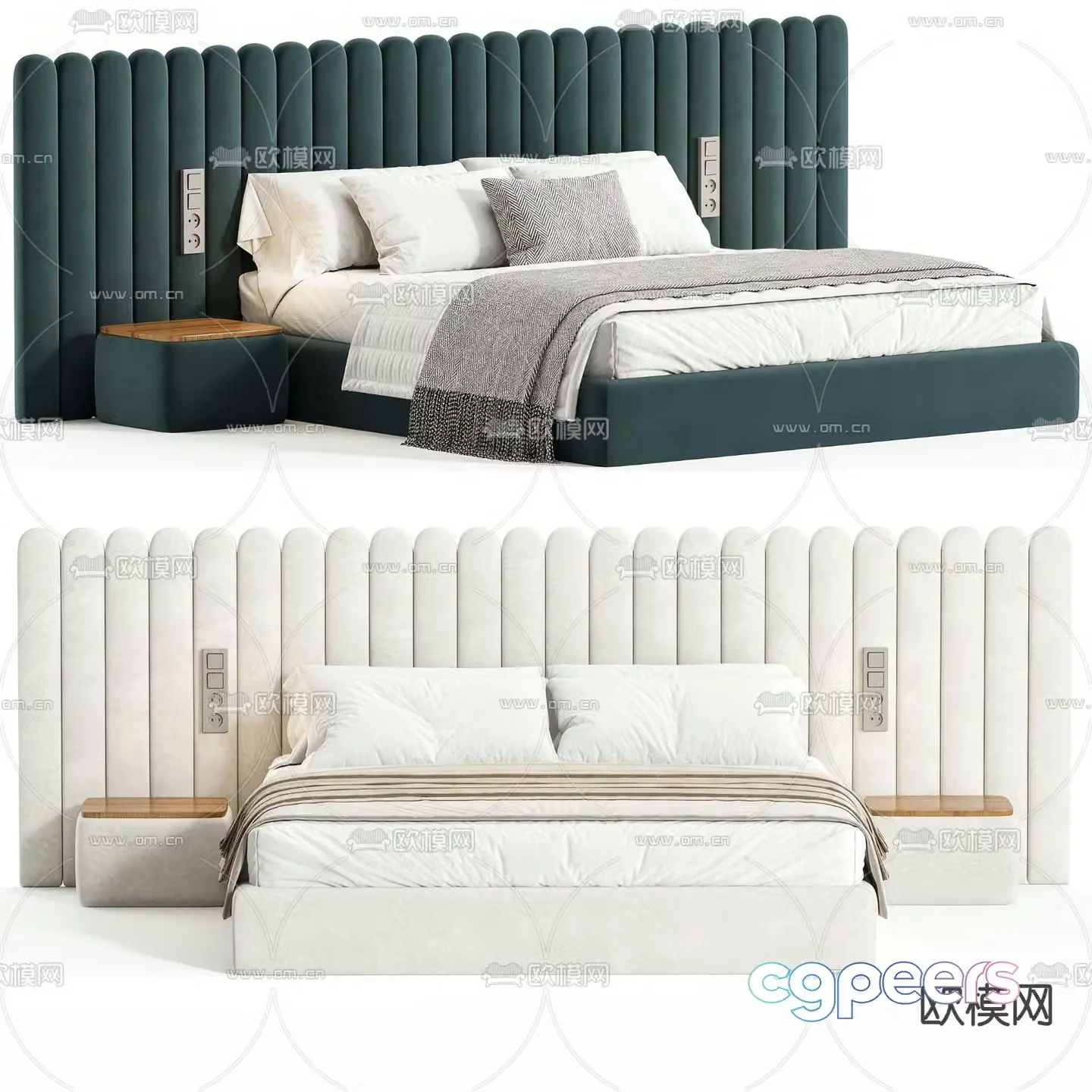 Savoyardi fabric double bed 3d model