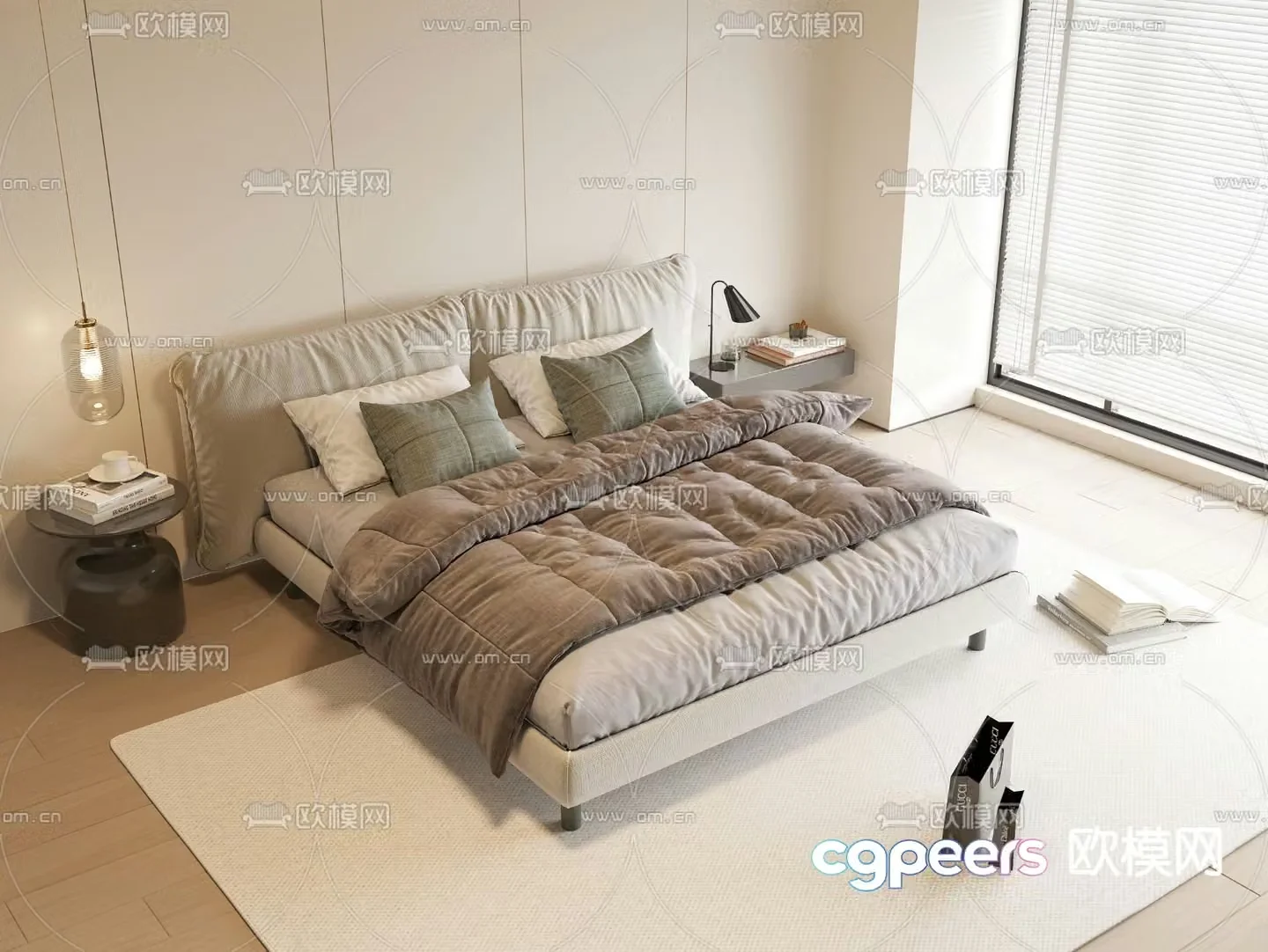 Modern double bed 3d model