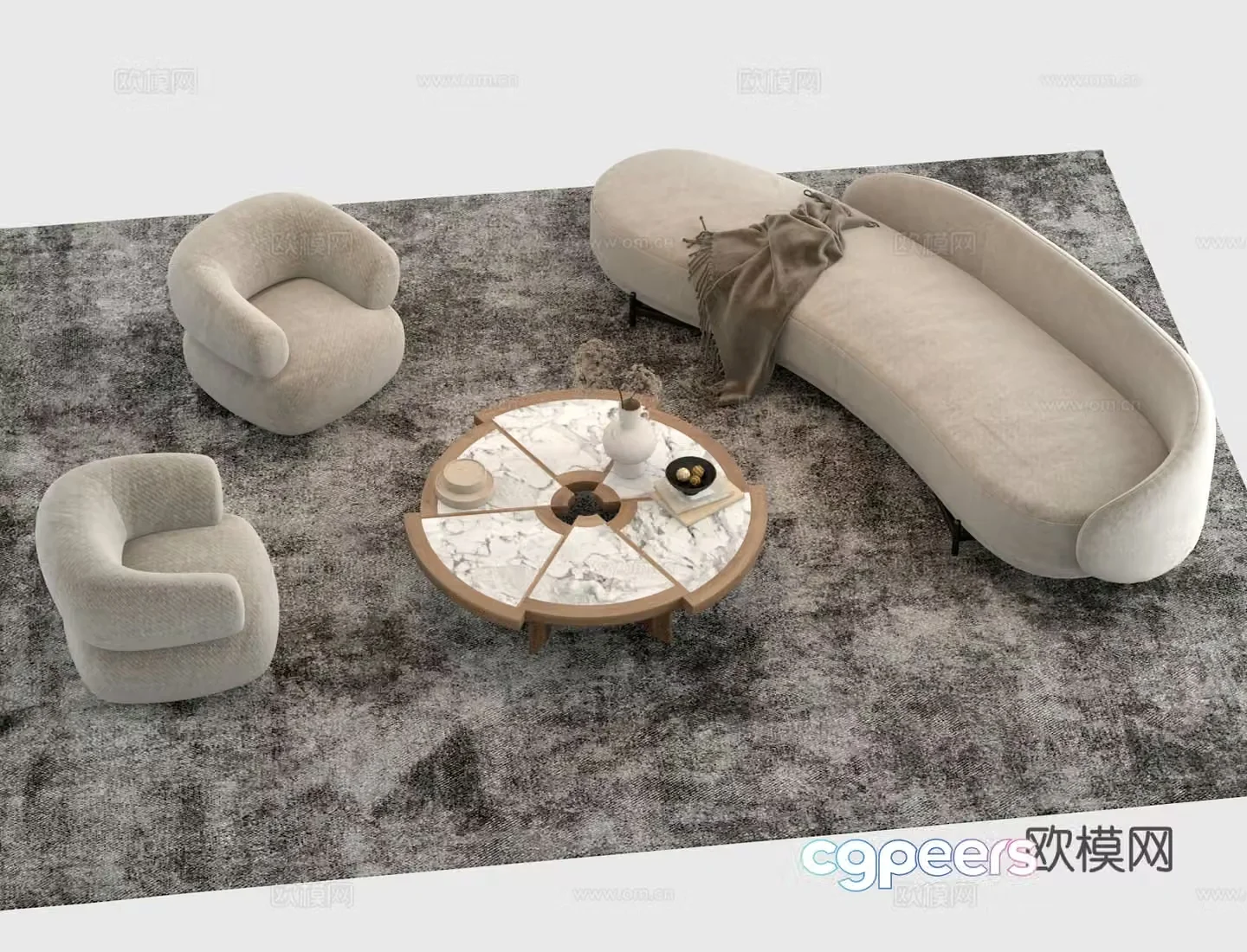Sofa casual sofa coffee table 3d model