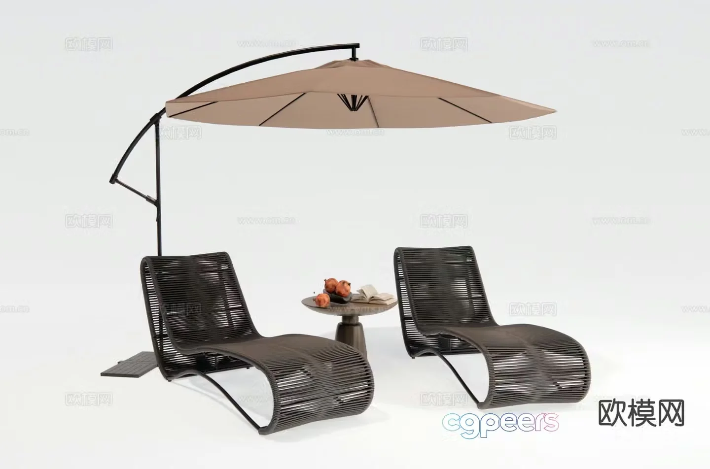 Outdoor lounge chair rattan lounge chair 3d model