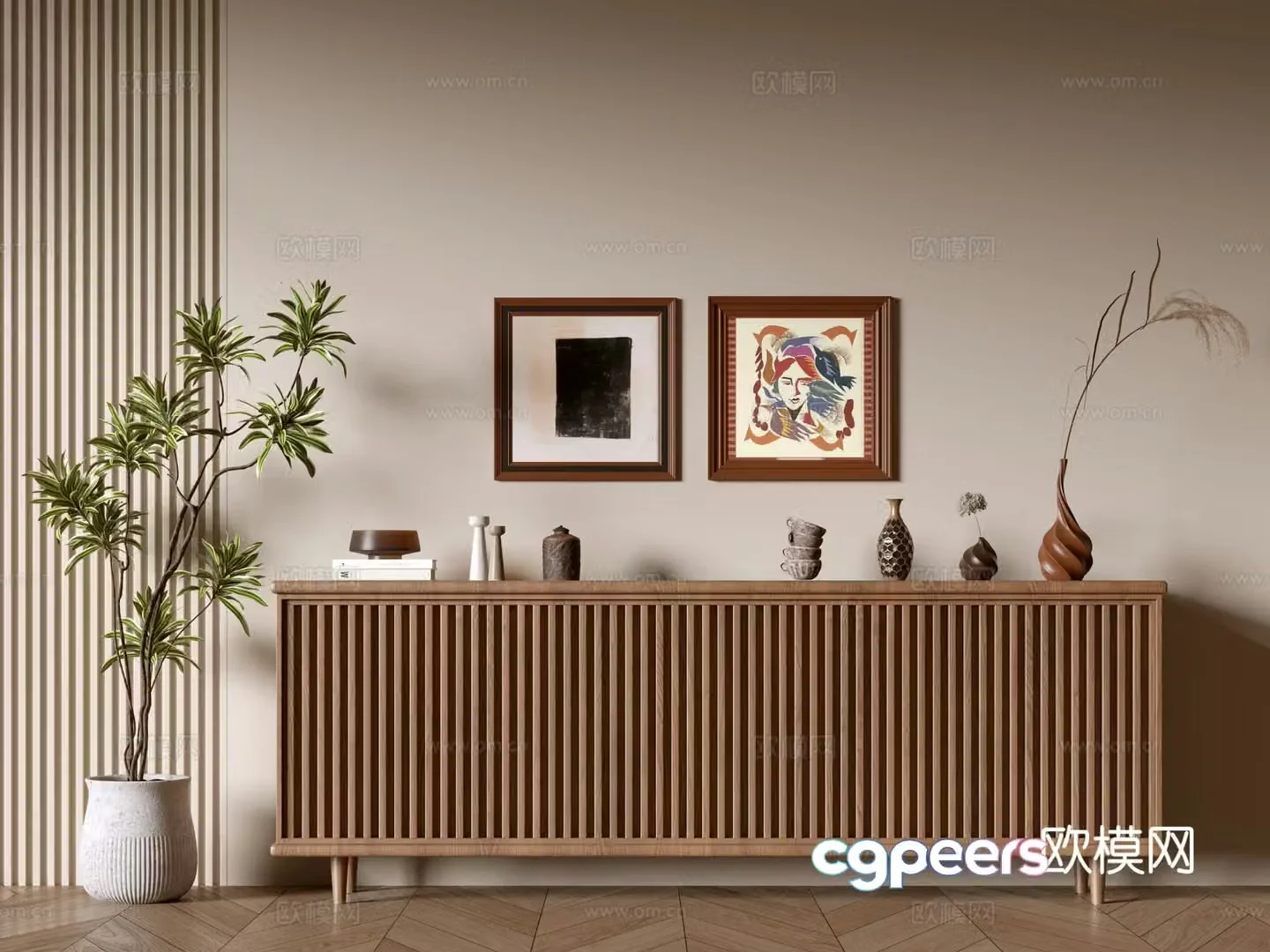 Wabi-sabi entrance cabinet 3d model