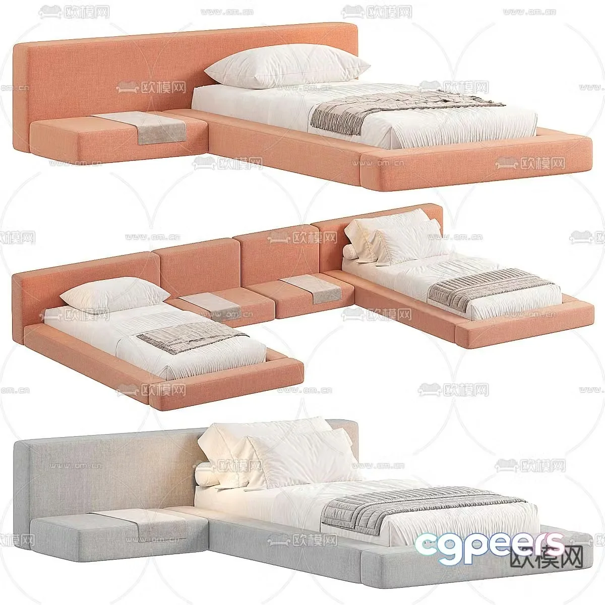 TETRIS single bed hotel twin room 3d model