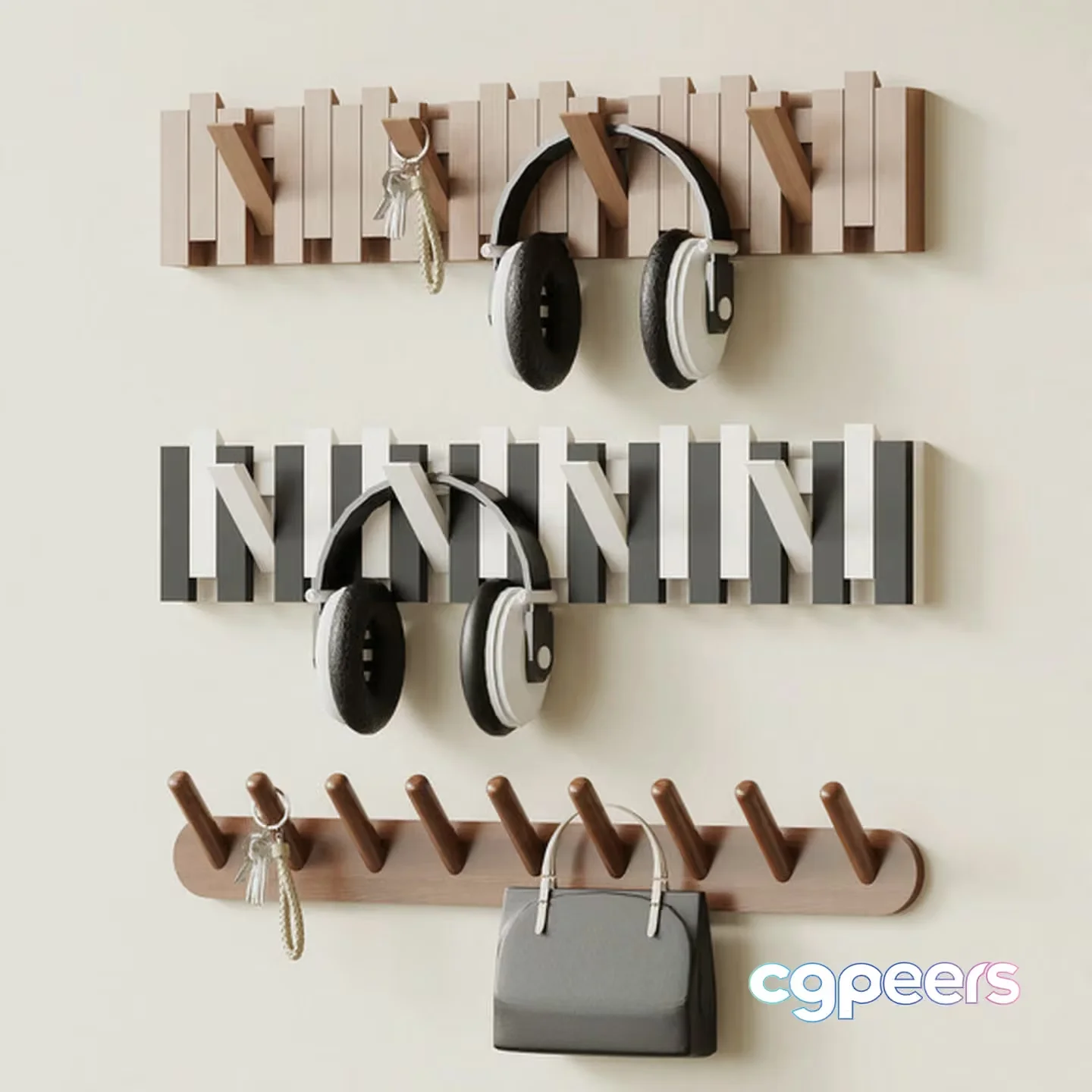 Coat Rack With Hooks 3D Model – 14630 – VRAY Render