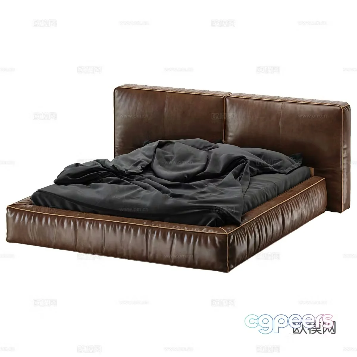 Modern minimalist double bed Double bed Simple bed Bed Bedroom bed Leather bedroom bed 3d model