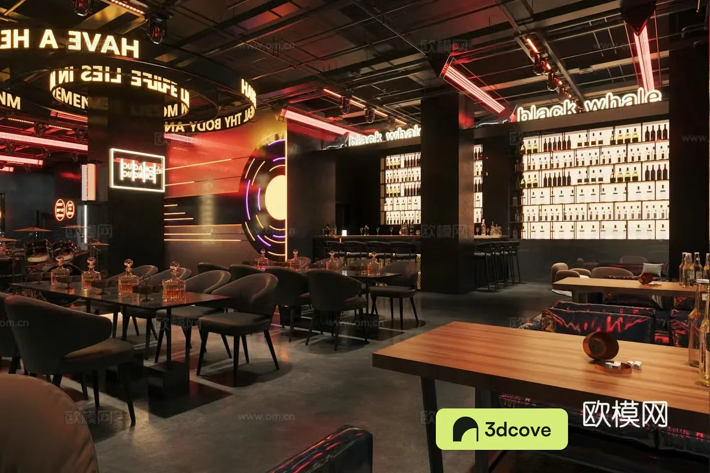 Industrial style bar Whiskey bar Music restaurant bar Clear bar table and chair Wine bottle Wine