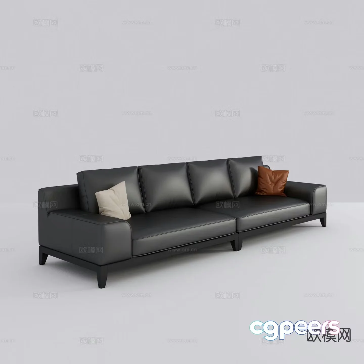 Modern multi-seater sofa leather sofa 3d model