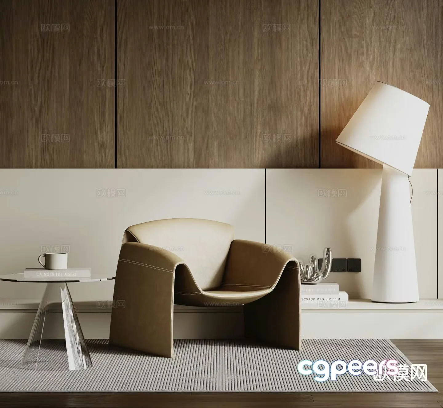 Italian style chair leisure chair 3d model
