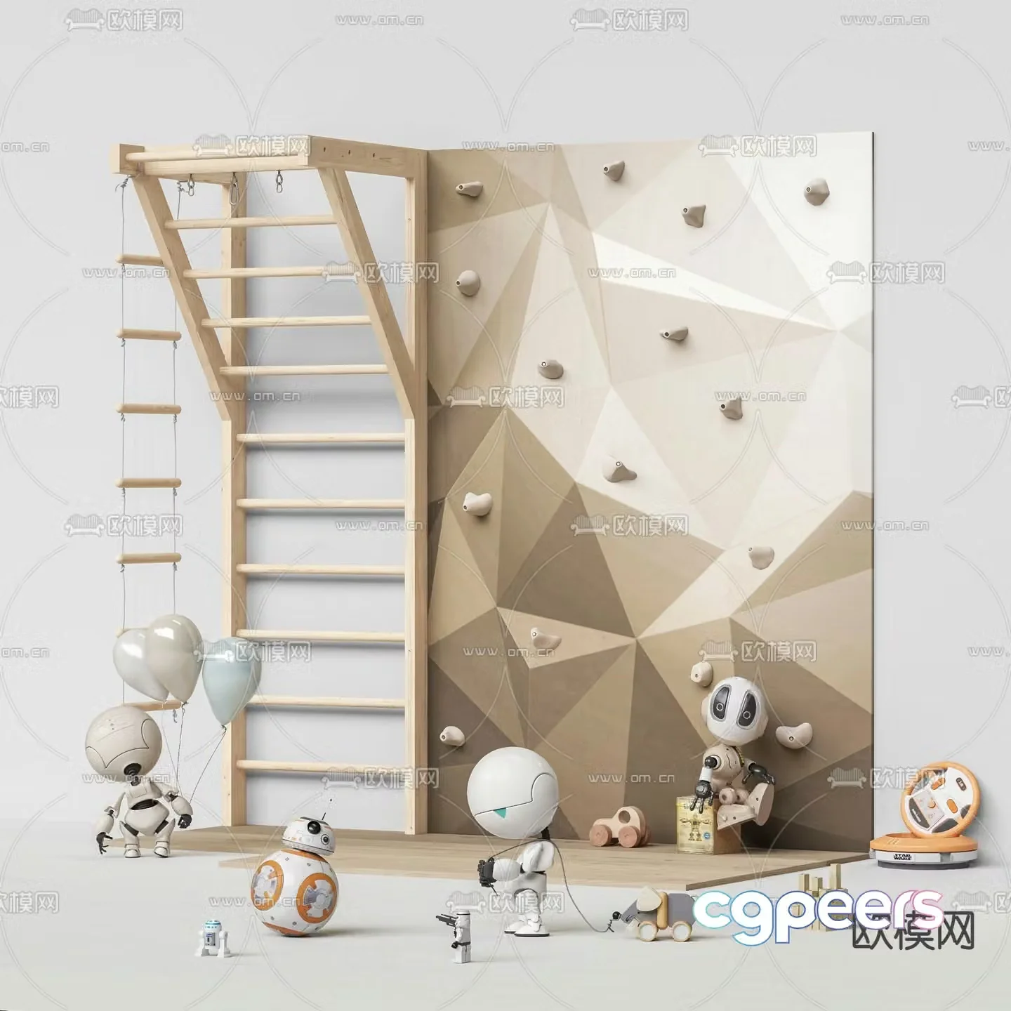 Modern children’s climbing wall toys amusement equipment 3d model