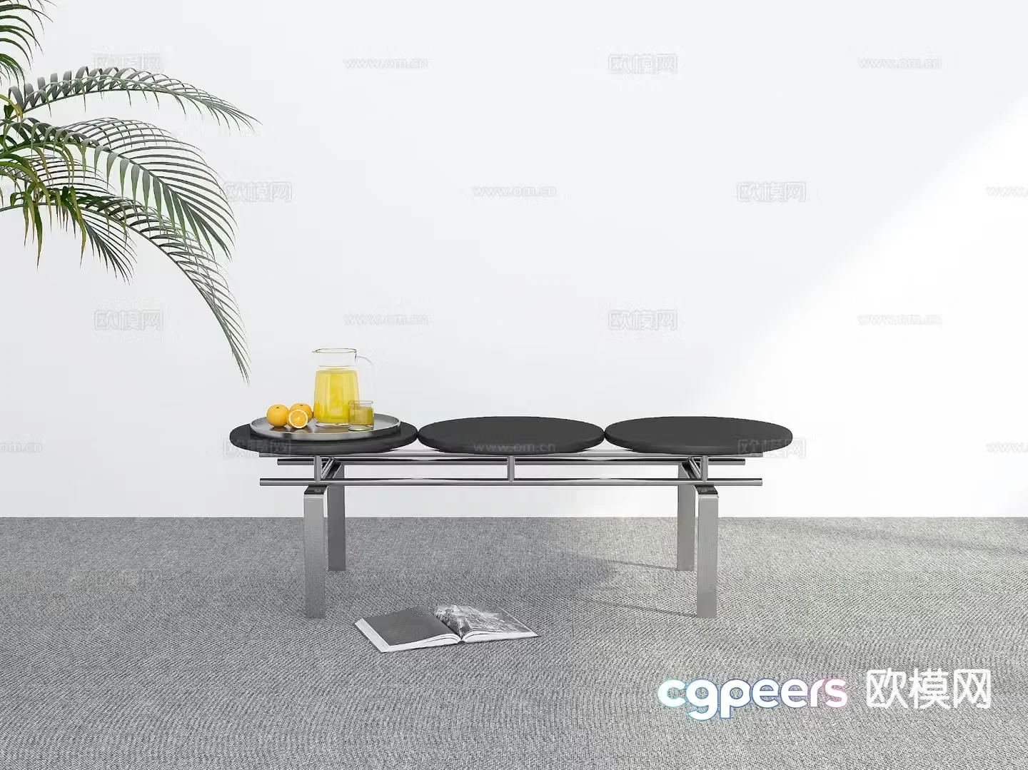 Modern shoe changing bench bench 3d model