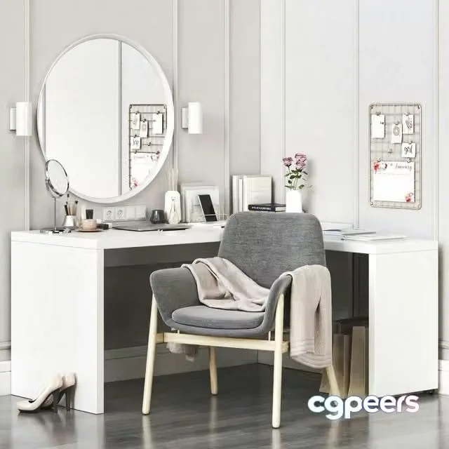 3ds Max Free – IKEA MALM corner dressing table and workplace
