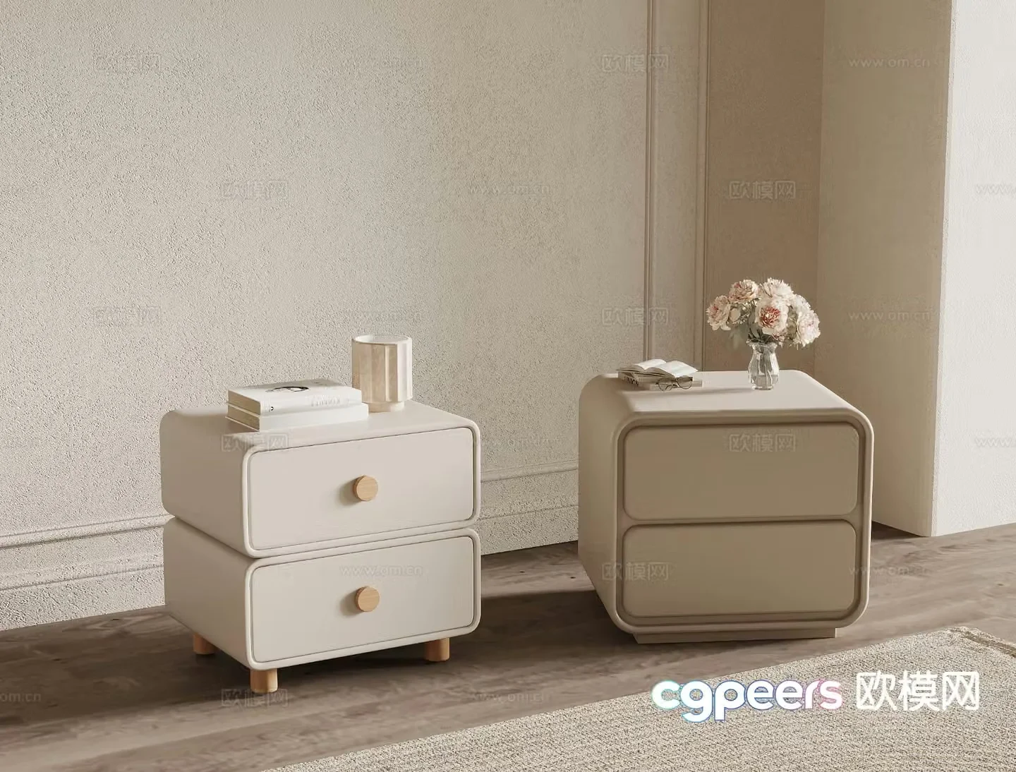 Cream style bedside table 3d model