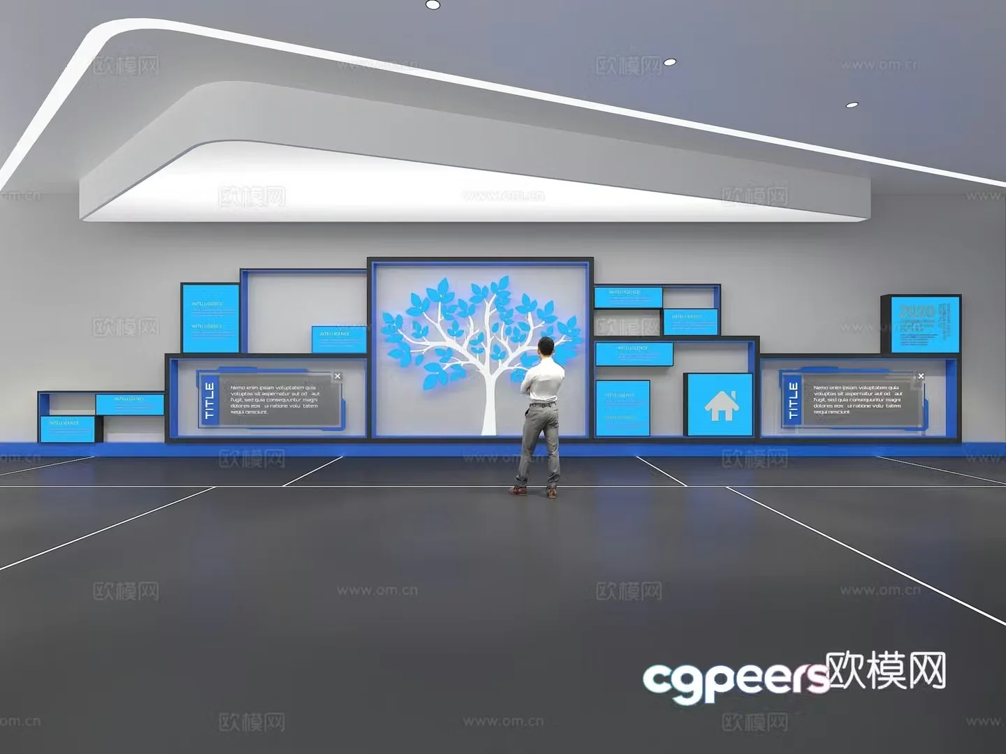 Cultural wall Corporate culture wall Display wall Theme wall Exhibition hall Campus culture Corridor 3D model