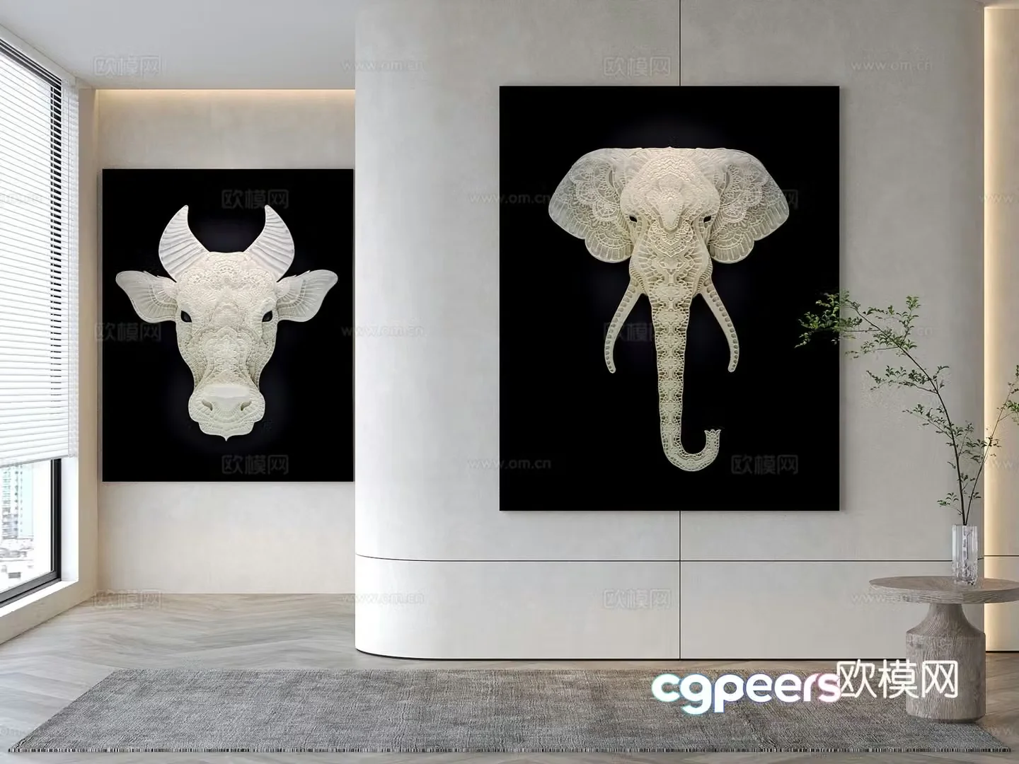 Modern decorative painting Animal hanging painting 3d model