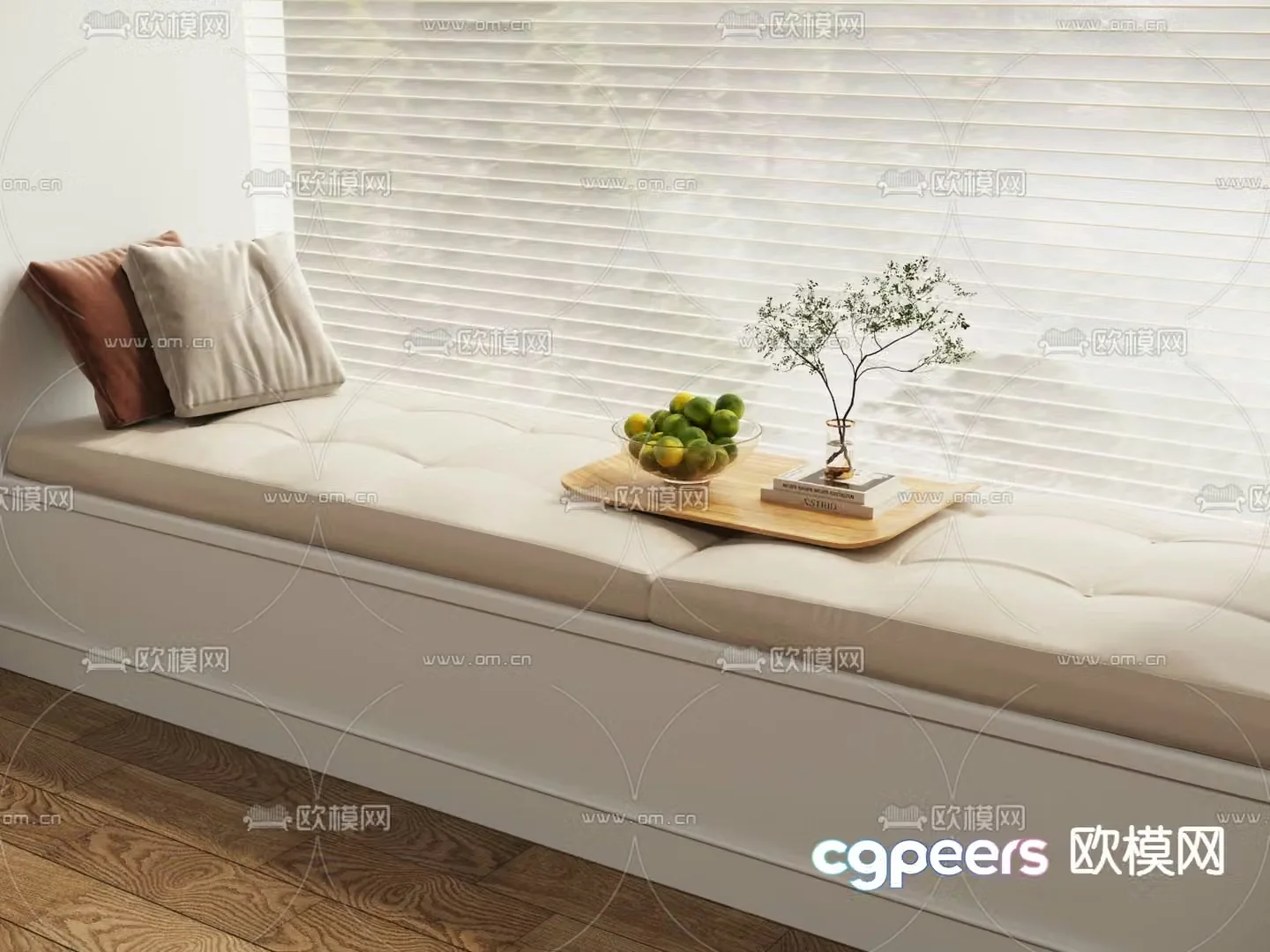 Modern bay window cushion seat cushion sofa cushion 3d model