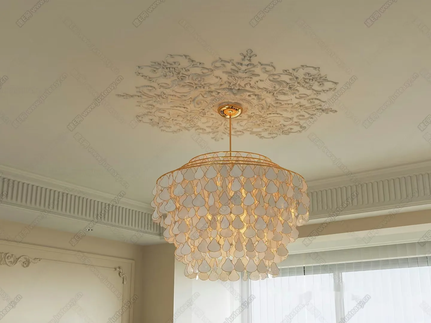 A Gold Chandelier 3D Model – 13833 – CORONA Render