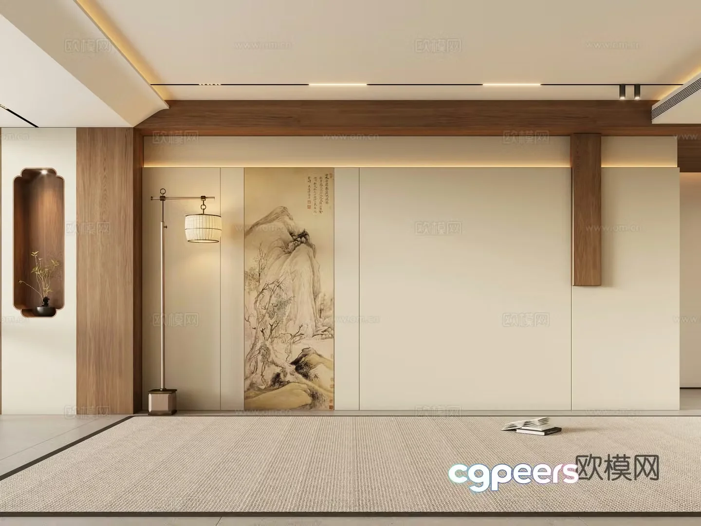 Zen new Chinese sofa background wall 3d model