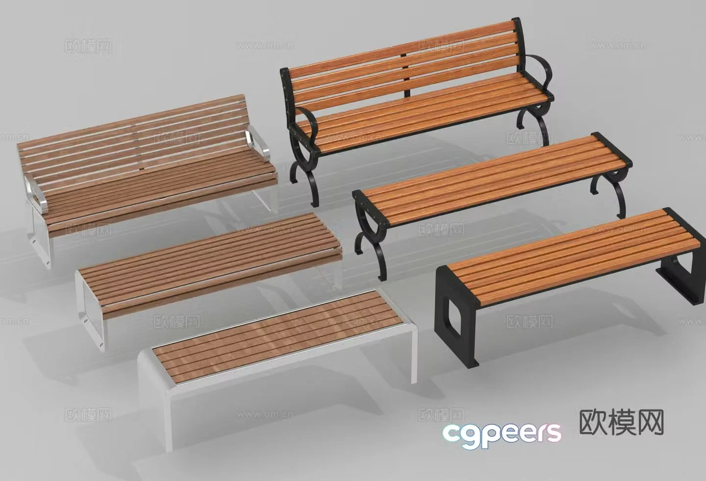 Park seats outdoor seats public seats bench 3d model