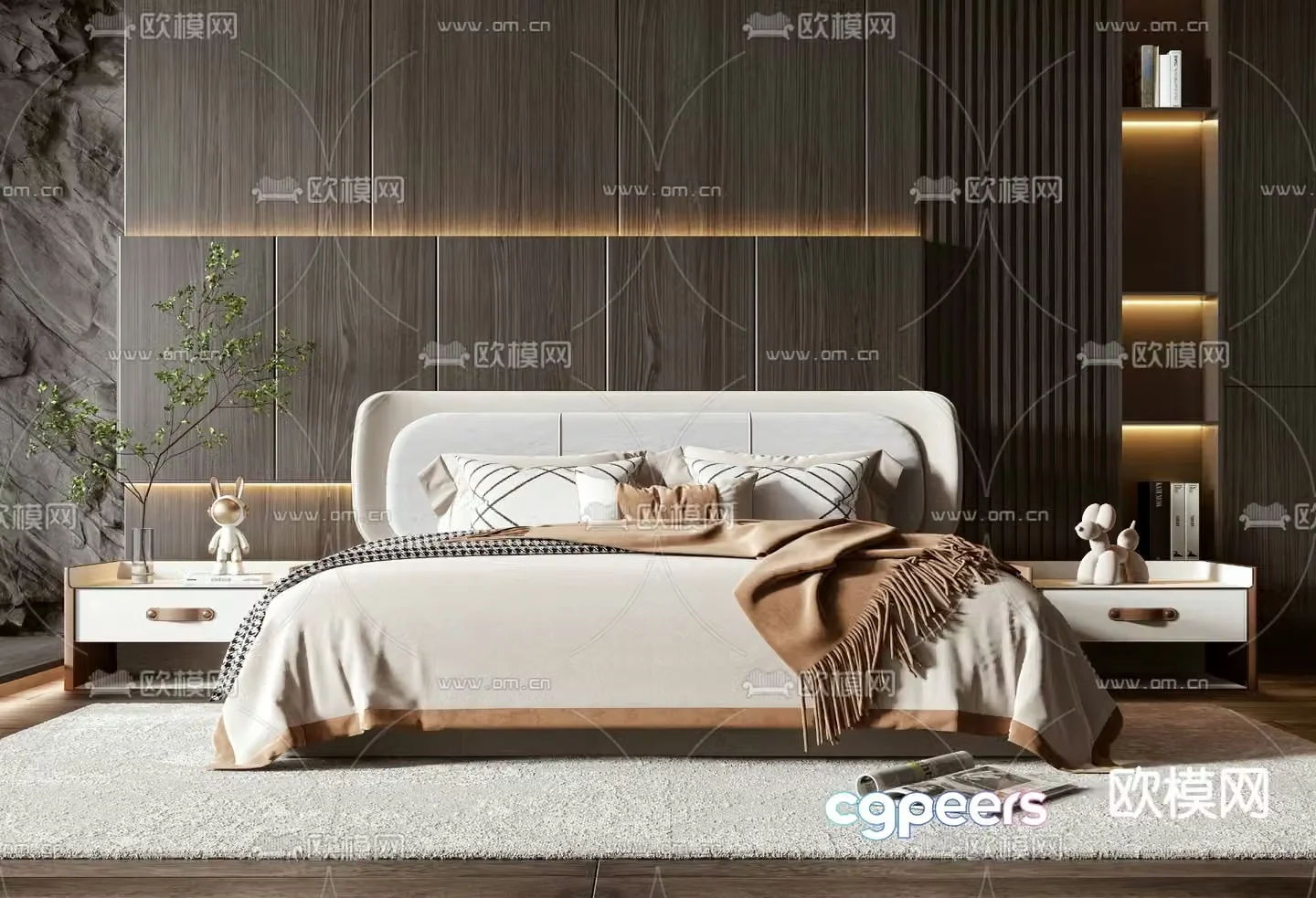 Modern double bed 3d model