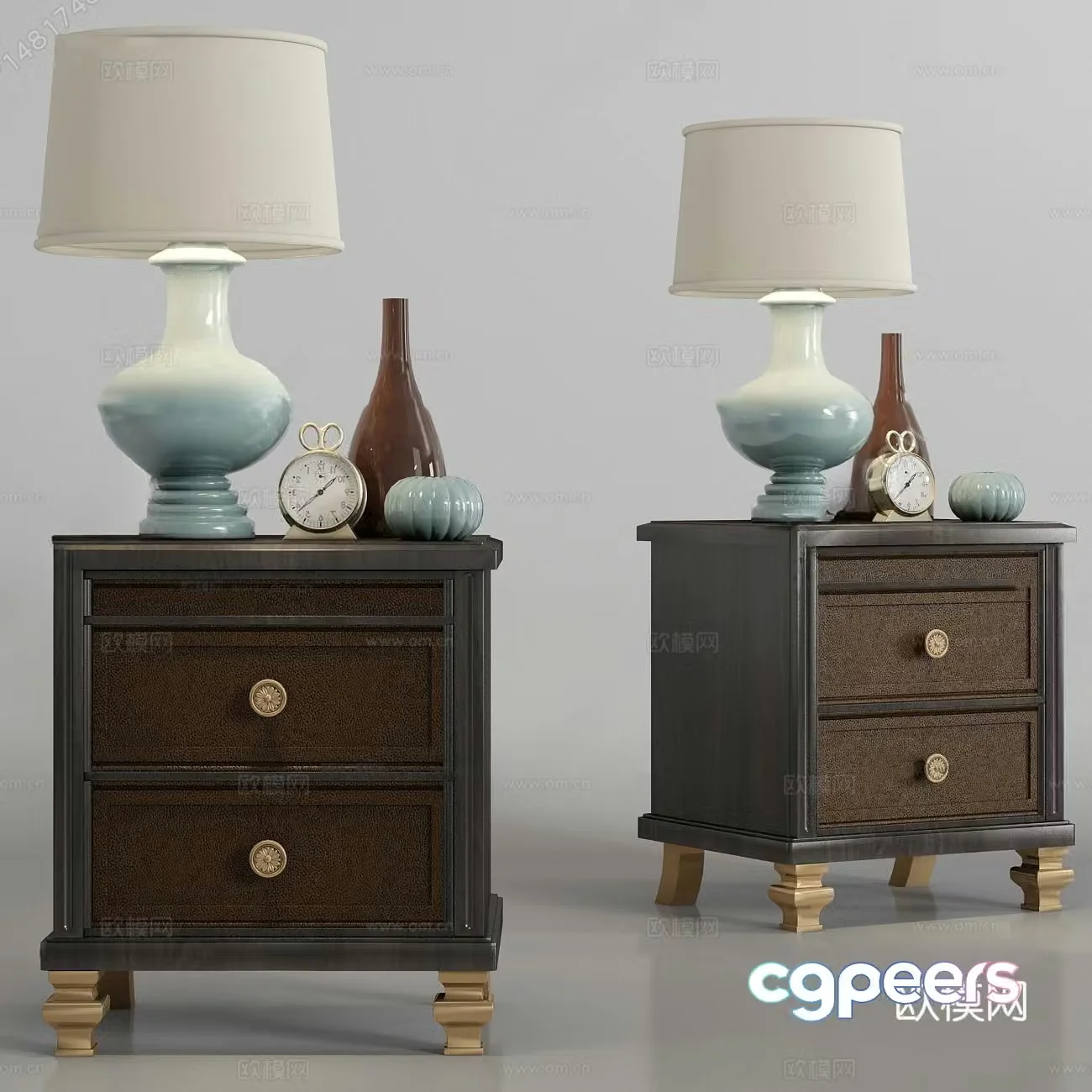 European style bedside table 3d model