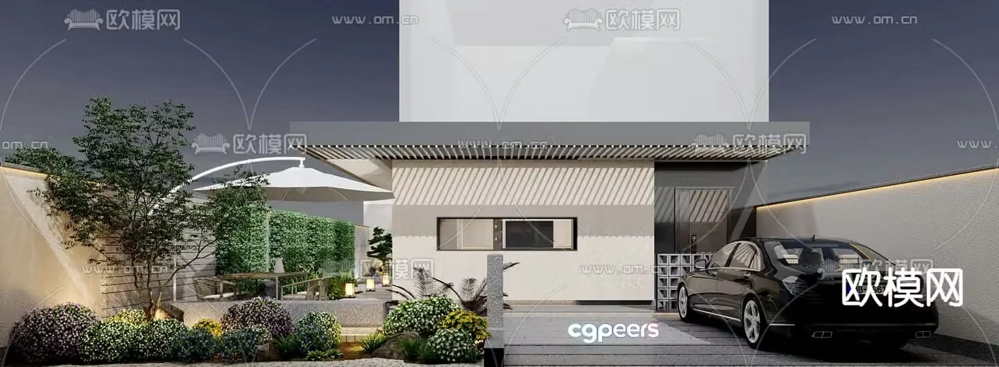 Villa courtyard garden 3d model