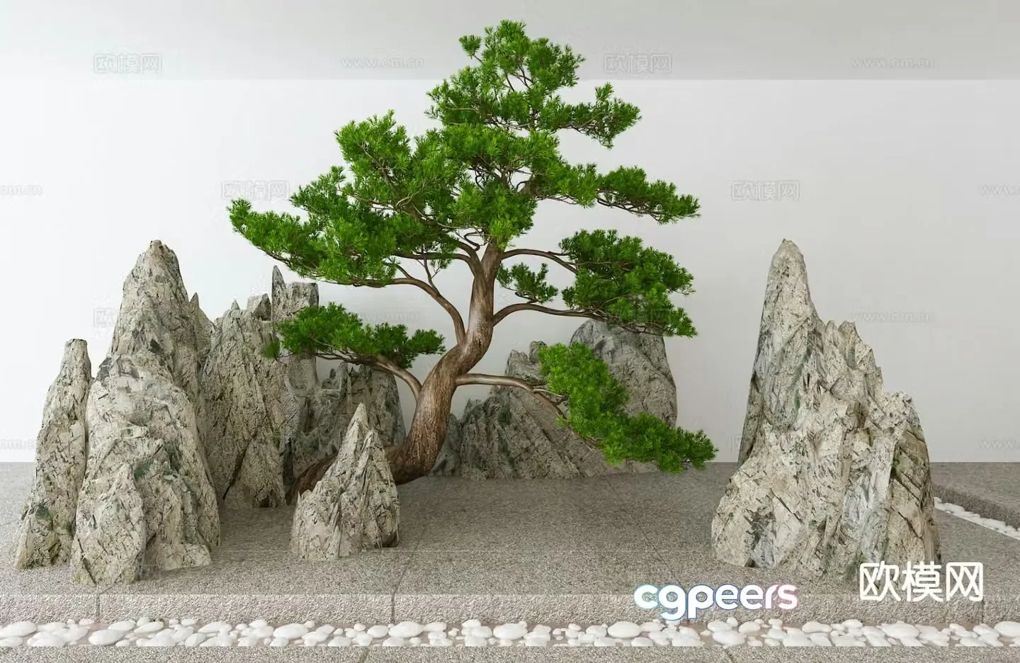 New Chinese style landscape sketch rockery rockery 3D model