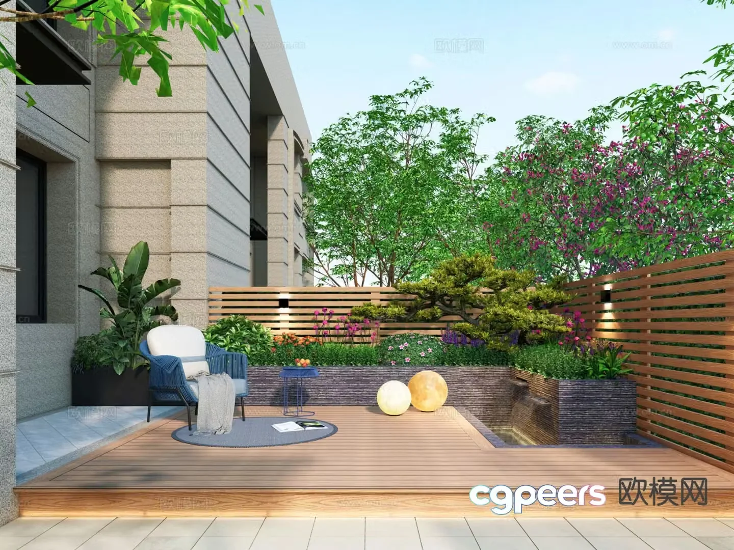 Modern courtyard garden landscape 3d model