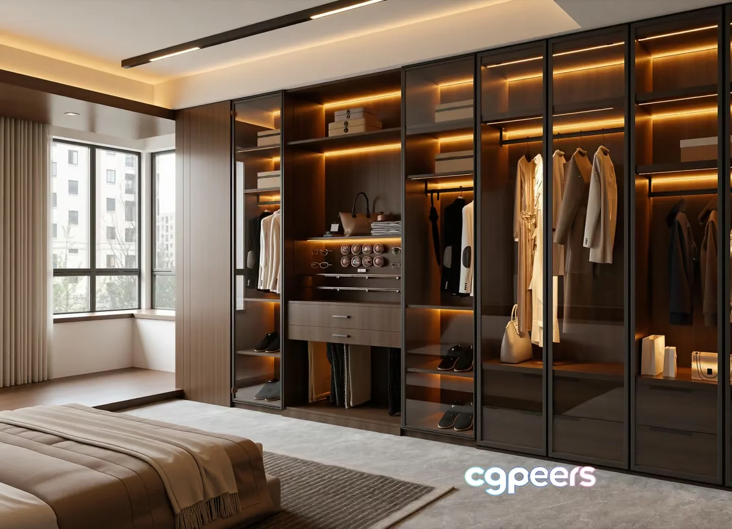 Modern Walk-In Closet 3D Model – 22187 – VRAY Render