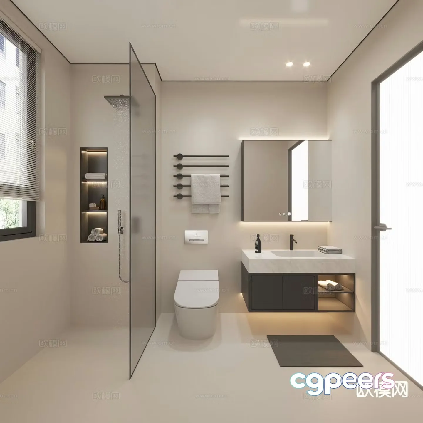 Cream style bathroom bathroom 3d model
