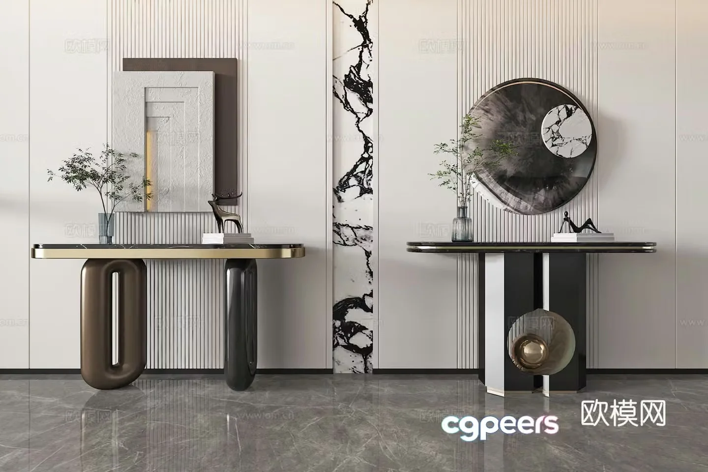 Modern light luxury entrance case end viewing platform 3D model