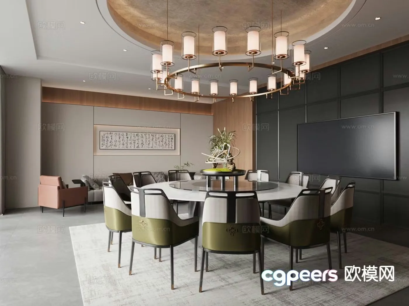 New Chinese restaurant private room 3D model