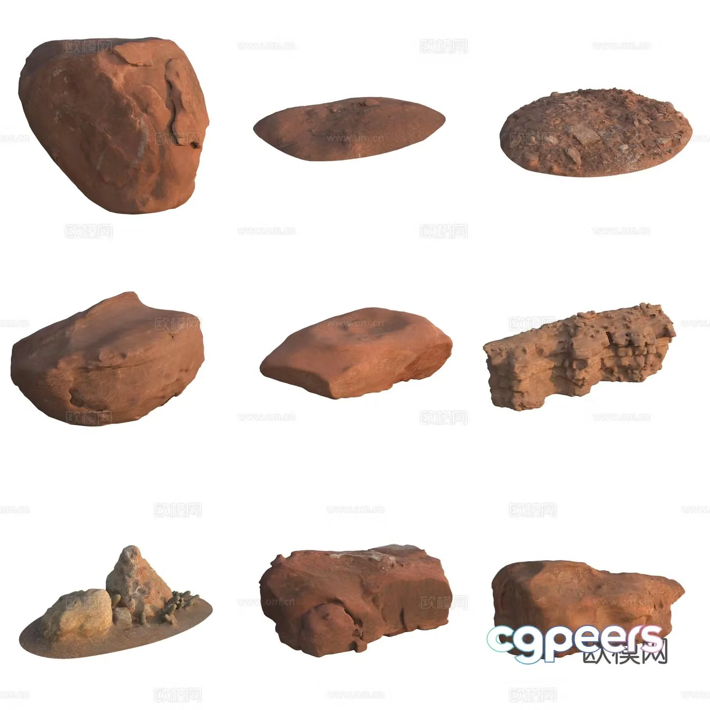 Sandstone large stone stone wall boulder 3D model